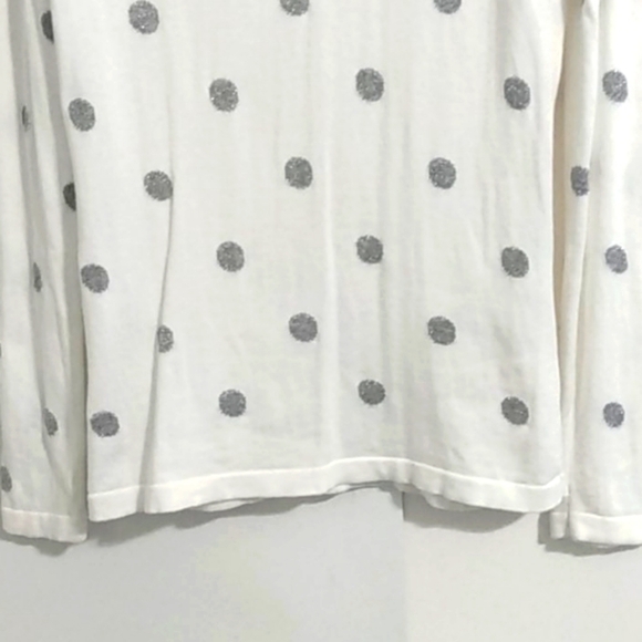 TOMMY HILFIGER WHITE & SILVER POLKA DOT LIGHTWEIGHT SWEATER SIZE SMALL PETITE - Picture 8 of 13
